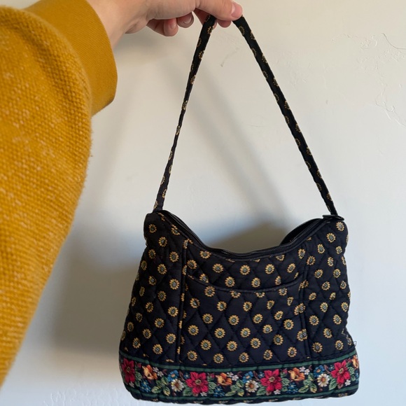 Vera Bradley Handbags - Vera Bradley Molly Shoulder Bag Small Black with Red trim